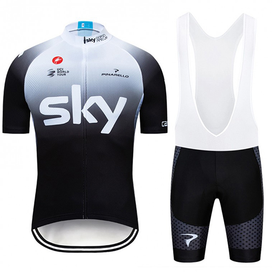 2019 Maillot Sky Tirantes Mangas Cortas Blanco Negro